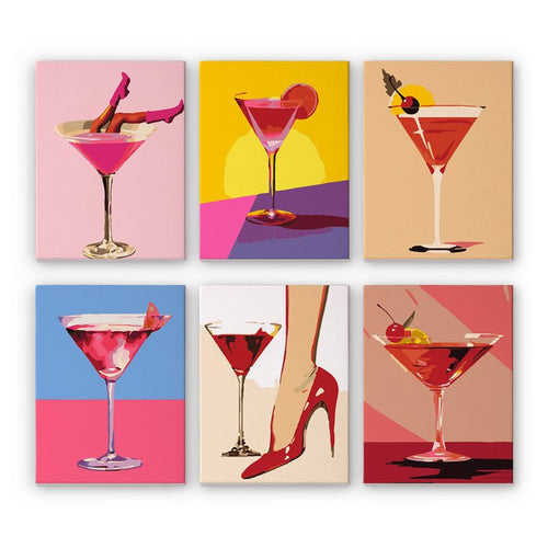 6 Mini Paintings - Fancy Cocktail Set