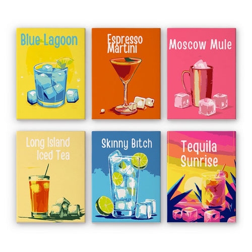 6 Mini Paintings - Summer Cocktail Set