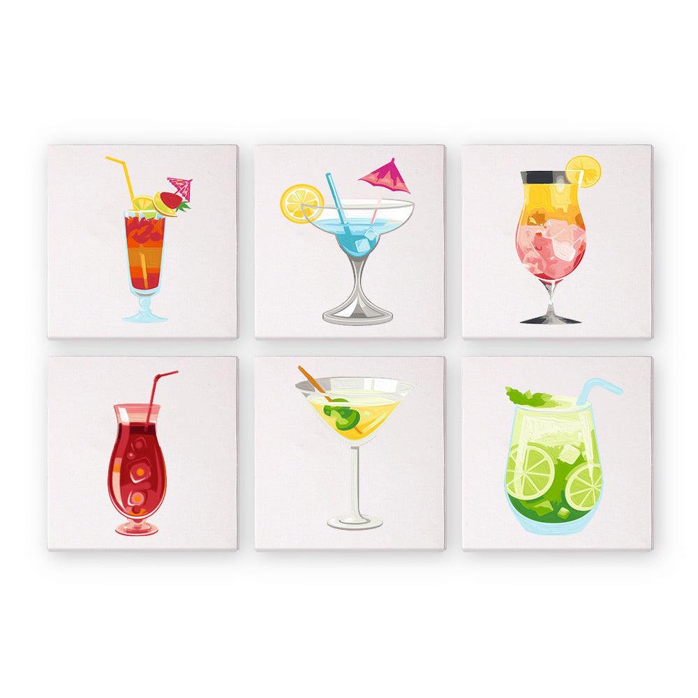 6 Mini Paintings   Cocktail Set