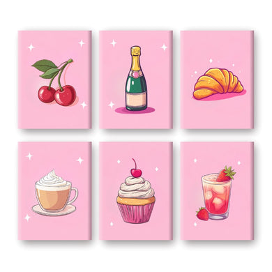 6 Mini Paintings - Snacks & Drinks Set