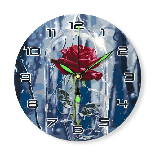 Painting by Numbers Clock – Rose in a glass