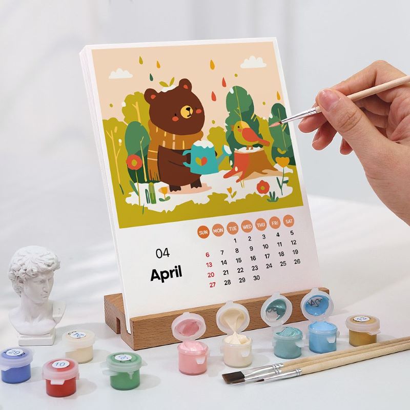 Paint by Numbers desk Calendar 2025 | Animals Edition