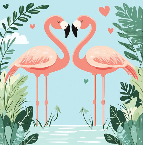 Mini Paint by Number with Frame - Flamingos in Love