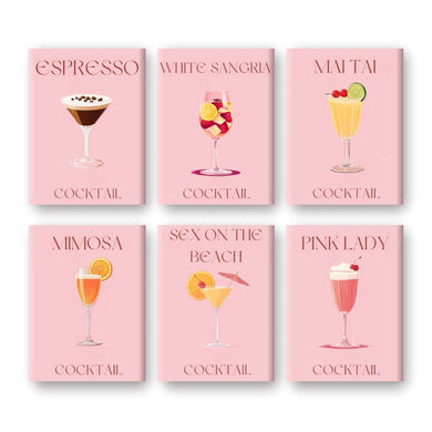 6 Mini Paintings - Pink Cocktail Set