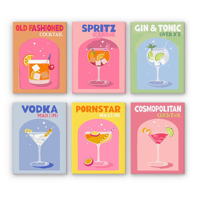 6 Mini Paintings - Colorful Cocktail Set