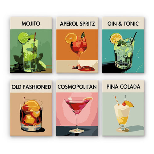 6 Mini Paintings - Exotic Cocktail Set