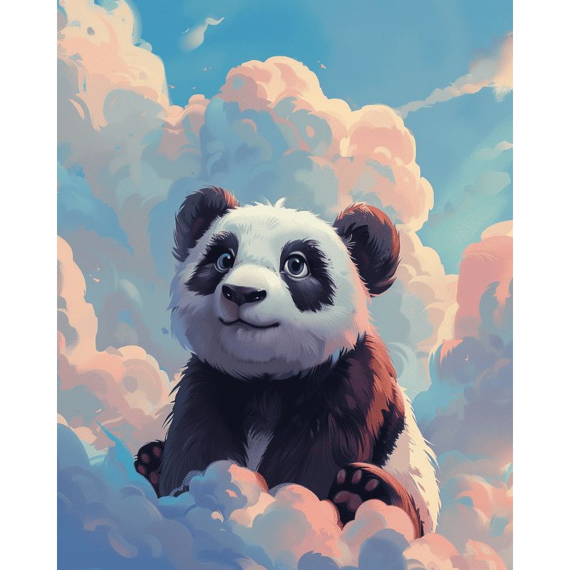 Panda in the clouds | Paint by Numbers