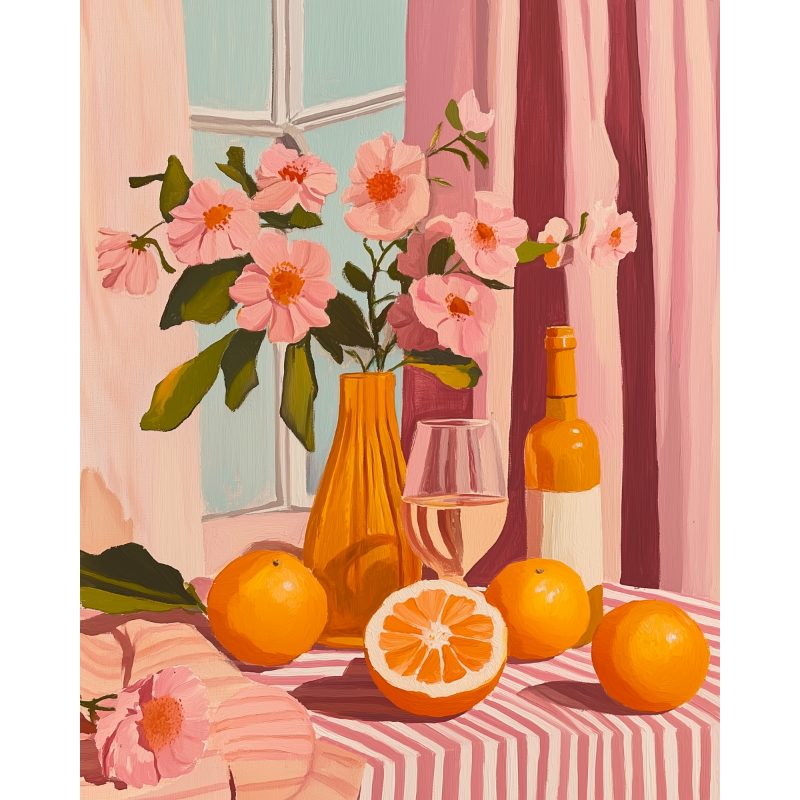 Orange Wine and Flowers | Paint by Numbers