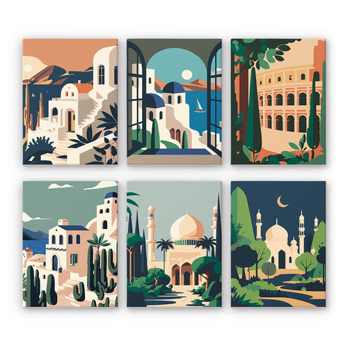 6 Mini Paintings | Beautiful Landscapes Set