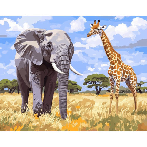 Giraffe and Elephant | Paint by Numbers