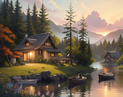 Wooden Cabin | Paint by Numbers