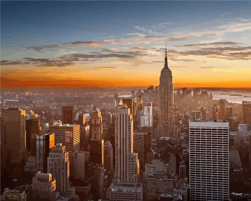 Sunset over Manhattan - New York | Paint by Numbers