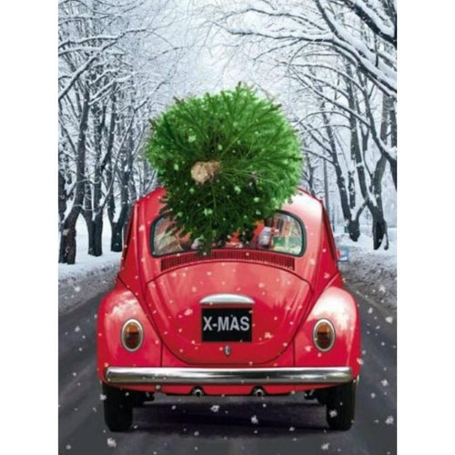 Car with Christmas tree