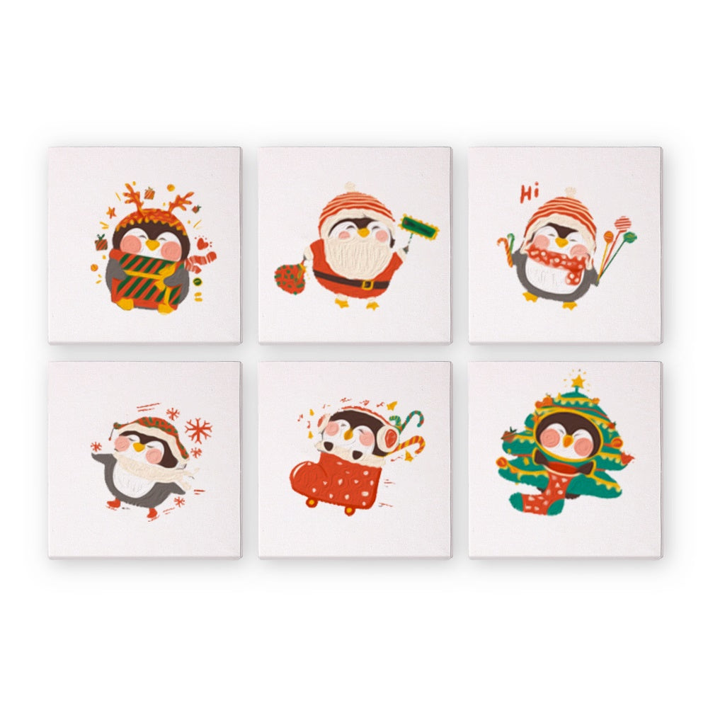 Paint by Numbers   6 Mini Paintings | Christmas Penguins Set