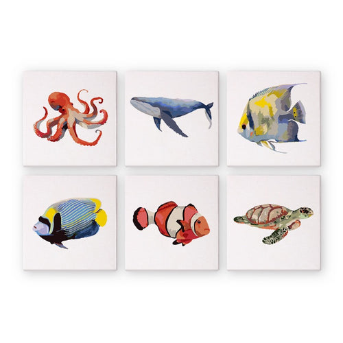 6 Mini Paintings - Fish Set