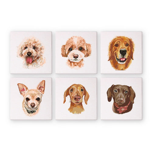 Paint by Numbers - 6 Mini Paintings | Dogs Set